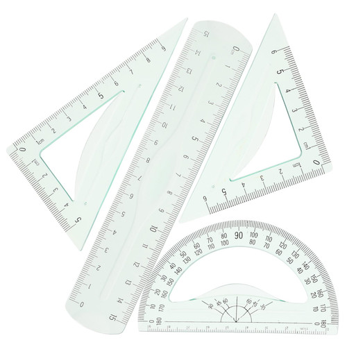 TEHAUX 1 Set Soft Ruler Precise Measuring Ruler Math Ruler Architectural Scale Ruler Drafting Ruler Triangle Ruler Math Protractor Measuring Tool Clear Ruler Pocket Pp Square Foot Office