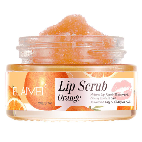 Lip Scrub, Lip Scrubs Exfoliator & Moisturizer, Lip Repair for Lush Soft Lips, Lip Moisturizer for Chapped Dry and Flaky Lips Treatment, Lip Scrubs (Orange)