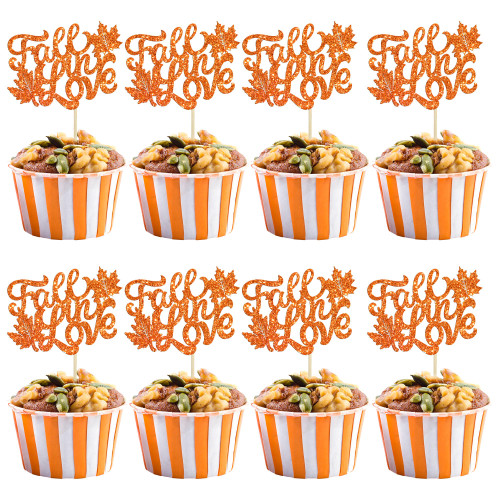 Gyufise 24Pcs Fall in Love Cupcake Toppers Orange Glitter Fall Bridal Shower Cupcake Picks Fall Wedding Cupcake Toppers Engagement Anniversary Birthday Party Cake Decorations Supplies Gyufise 24Pcs Fall in Love Cupcake Toppers Orange Glitter Fall Bridal Shower Cupcake Picks Fall Wedding Cupcake Toppers Engagement Anniversary Birthday Party Cake Decorations Supplies