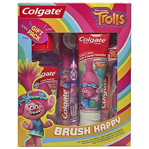 Colgate Kids Toothbrush, Toothpaste, Mouthwash Gift Set, Trolls