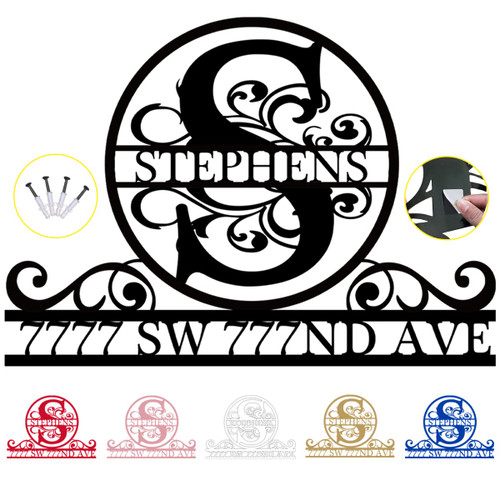 Custom Metal Address Sign - Wall Art Decor - Outdoor -Personalized Address Plaque - Signs for Home Decor Wall - Custom House Number Metal Sign(TY-DZ)