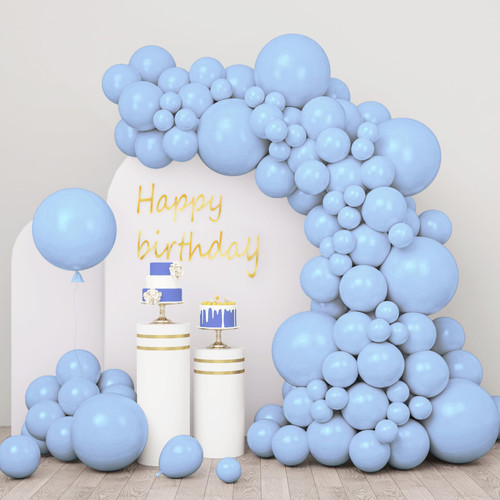 RUBFAC 110pcs Pastel Blue Balloons Different Sizes 18 12 10 5 Inch for Garland Arch, Light Blue Balloons for Birthday Baby Shower Gender Reveal Wedding Party Decoration RUBFAC 110pcs Pastel Blue Balloons Different Sizes 18 12 10 5 Inch for Garland Arch, Light Blue Balloons for Birthday Baby Shower Gender Reveal Wedding Party Decoration