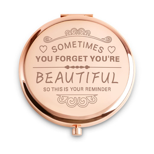 COYOAL Inspirational Gifts for Women, Graduation Gifts for Her, Personalized Friendship Gifts, Unique Mothers Day Birthday Gifts for Best Friends Female Mom Grandma, Engraved Compact Mirror