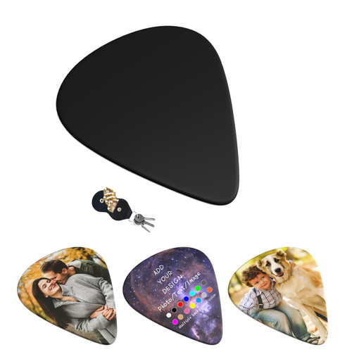 Custom Guitar Picks 6 pcs, Personalized Guitar Pick Add Your Own Design Photo Text Thin, Medium, Heavy for Electric Guitar Bass ?0.46mm Black?