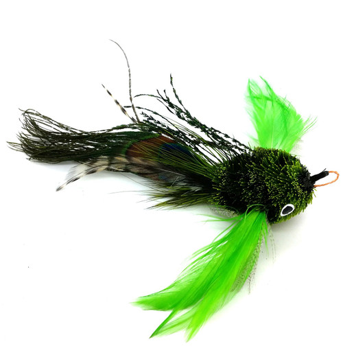 Kat Fly Cat Wand Refill Teaser Toy - Interactive Cat Wand Toy Attachments for Indoor Cat and Kitten - Cat Toy with Real Feather Best Cat Toys for Bored Cats, Cat Teaser Toy - Fish (Green)