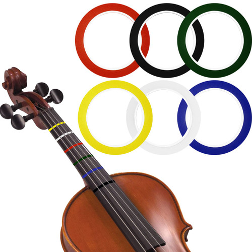 6 Pcs Violin Finger Tape Fingerboard, Cello Tape Violin Fretboard Stickers, 216 ft/66mm Fingerboard Grip Tape for Beginners Fretboard Orchestral Instruments Guide, Violin Cello Accessories (6 Colors)