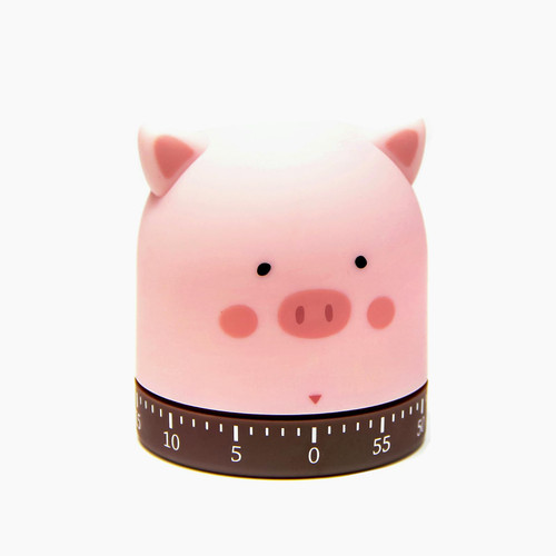 NUOSWEK Mechanical Kitchen Timer, Cute Timer for Kids, 60 Minute Egg Timer, Manual Countdown Timer for Classroom, Home, Study and Cooking (Pink Pig)