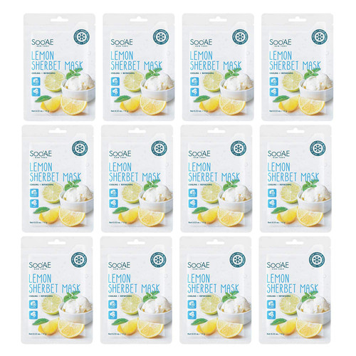 Soo'AE Lemon Sherbet Mask, Cooling & Refreshing, 12 Count