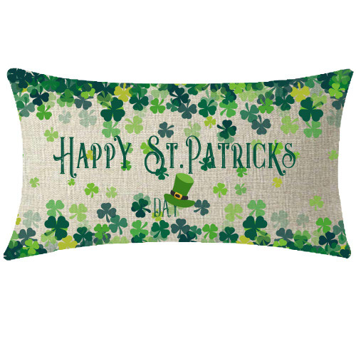 NIDITW Nice Sister Gift Happy St Patricks Day Watercolor Lucky Shamrocks Clover With Green Hat Body Cotton Burlap Linen Throw Pillow Case Pillowcase Cushion Cover Sofa Decorative Rectangl 12x20 Inches