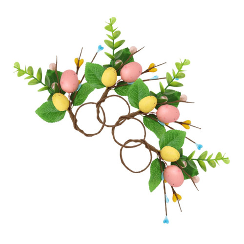 Hoement 4pcs Easter Napkin Ring Easter Eggs Napkin Holder Serviette Rings Buckle Easter Napkin Holder Floral Napkin Rings Decor Home Restaurant Napkin Buckle Silk Cloth Spring Gift Banquet
