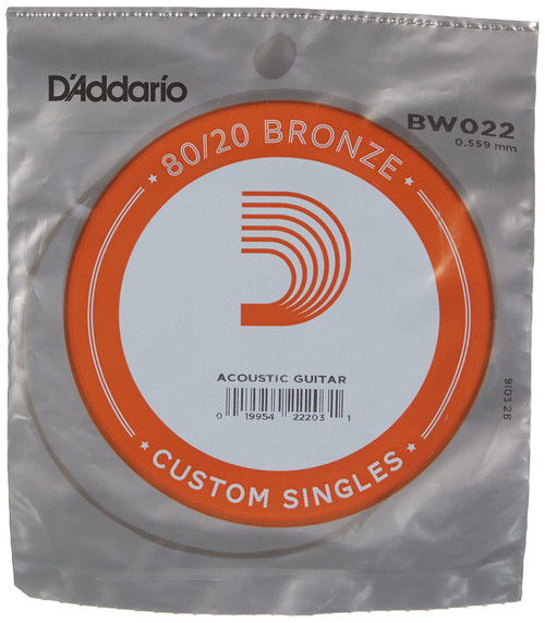 D'Addario BW022 Bronze Wound Acoustic Guitar Single String, 022
