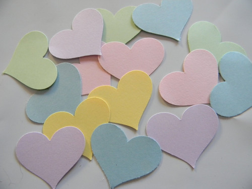 100 pastel colored hearts die cuts party decor scrapbooking confetti table decor baby shower