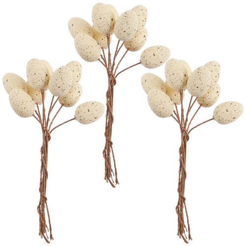 Ciieeo Easter Speckled Egg Branch - 27pcs Easter Egg Twig Easter Egg Picks Artificial Easter Spray Spring Floral Stems for Flower Arrangement Centerpiece Vase Wreath Beige