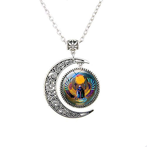 Egyptian Scarab Moon Necklace Art Charm Jewelry Friend Gift Egyptian Scarab Moon Necklace Art Charm Jewelry Friend Gift