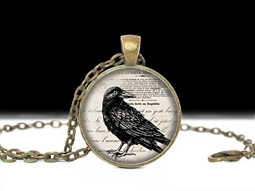 Raven Necklace, Raven Jewelry Bird Nest Pendant, Art Crow Necklace