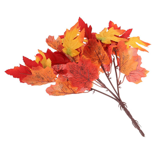 Unomor Artificial Maple Leaf Halloween Ornaments Plastic Flower Vase Decorations for Home Fake Maple Leaf Branch Maple Leaves Branches Thanksgiving Photo Prop Fall Leaves Branches Plant