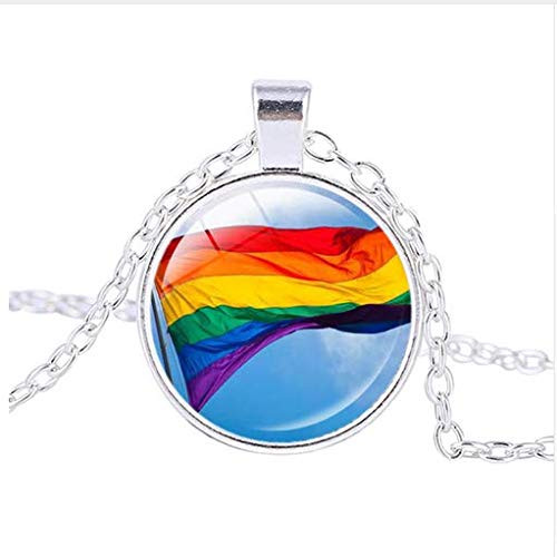 Men Gay Pride Women Necklace Rainbow Flag LGBT Lesbian Pendant Necklace Jewelry Men Gay Pride Women Necklace Rainbow Flag LGBT Lesbian Pendant Necklace Jewelry