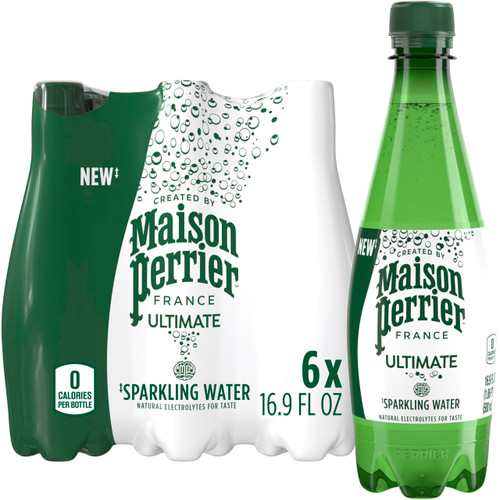 Maison Perrier Sparkling Water, 16.9 FL OZ Plastic Water Bottle (6 count)