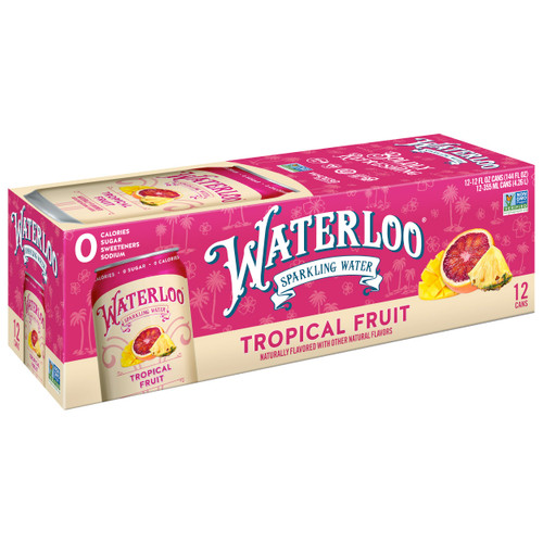Waterloo Sparkling Water, Tropical Fruit Naturally Flavored, 12 Fl Oz Cans, Pack of 12 | Zero Calories | Zero Sugar or Artificial Sweeteners | Zero Sodium