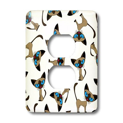 3dRose lsp_31276_6 Two Plug Outlet Cover with Siamese Cat Print, White