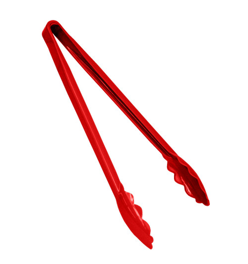 Excellante Scallop Grip Tong, Polycarbonate, 12", Red
