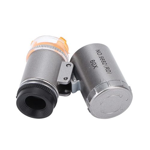 Pocket Microscope, 60X Magnification 2 LED Lights & UV Light Pocket Microscope Durable ABS Acrylic Portable Microscope for Antique Collection, Jewelry Observation