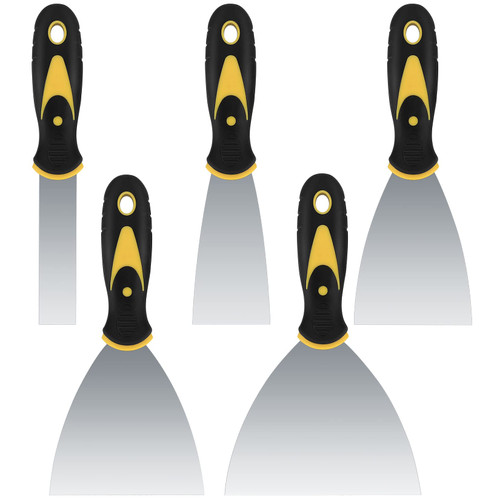 TOOINKCV 5 Pcs Putty Knife Set, 1" 2" 3" 4" 5" Stainless Steel Paint Scraper, Spackle Knife Set, Putty Knives, Wallpaper Paint Scraper Tool for Repairing Drywall Spackle Mud, Taping, Plaster Tools