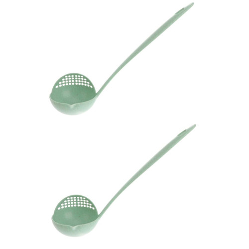 Ciieeo 2pcs 2 1 Ladle That Separates Soup Ladles Soup Green Soup Straining Ladle Oil Separator Spoon Slotted Ladle Spoons Stainless Steel Colander Skimmer Strainer Spoon Non Stick Noodle
