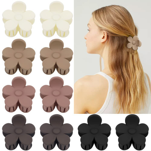 ATODEN Small Flower Hair Clips Claw Clips for Thin Hair 10Pcs Daisy Claw Clips for Hair 1.6'' Matte Tiny Hair Claws Neutral Jaw Clips for Thick Medium Thin Hair Cute Hair Accessories for Women Girls