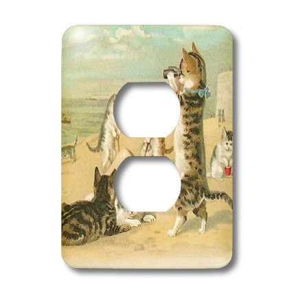 3dRose lsp_48557_6 Cats At The Beach Outlet Cover