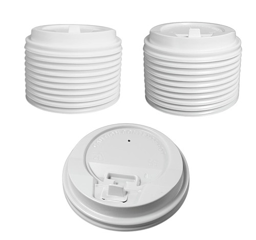 EcoQuality Disposable White Dome Lids - Sip Through Recyclable Coffee Cup Lid for Portable Drink Universal Size, Fits Most 10oz, 12oz, 16oz, 20oz Paper Cups - For Coffee Shops, Travel (25 PACK)