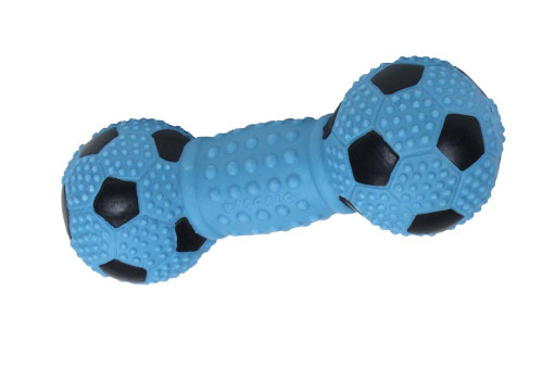 Coastal Rascals Latex Soccer Dumbbell Dog Toy Blue Lagoon 5.5in Coastal Rascals Latex Soccer Dumbbell Dog Toy Blue Lagoon 5.5in