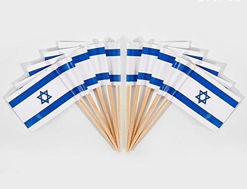 CYPS 100 Pcs Israel Flag Israelis Toothpick Flags, Small Mini Stick Cupcake Toppers Israelis Flags,Country Picks Party Decoration Celebration Cocktail Food Bar Cake Flags