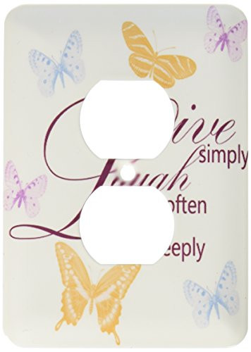 3dRose lsp_79139_6 Live, Laugh, Love with Pretty Butterflies Plug Outlet Cover