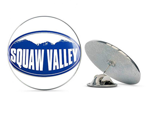 NYC Jewelers Oval Squaw Valley Mountain BG (Snow ski Resort) Metal 0.75" Lapel Hat Pin Tie Tack Pinback