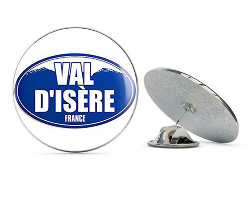 NYC Jewelers Blue Mountain Oval VAL D ISERE (Snow ski Skiing Resort) Metal 0.75" Lapel Hat Pin Tie Tack Pinback