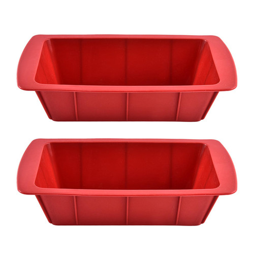 Dutdsral Food-grade Silicone Loaf Pan Non-stick Bread Mold 2pcs Non-stick Silicone Mini Loaf Pan Stackable Baking Bread Toast Mold Red S