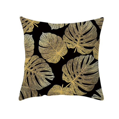 TUNKENCE Decorative Pillow Case Black Pillow Cover Bronzing Flowers and Leaves Throw Pillow Case for Sofa Couch Spring Holiday Home Decor,18X18