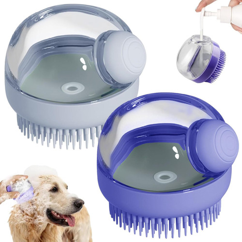 Kwispel Dog Bath Scrubber Brush, 2 PCS Pet Dog Grooming Massage Shampoo Bath Brush with Soap and Shampoo Dispenser Soft Silicone Bristle for Long Short Haired Dogs Cats Shower Kwispel Dog Bath Scrubber Brush, 2 PCS Pet Dog Grooming Massage Shampoo Bath Brush with Soap and Shampoo Dispenser Soft Silicone Bristle for Long Short Haired Dogs Cats Shower