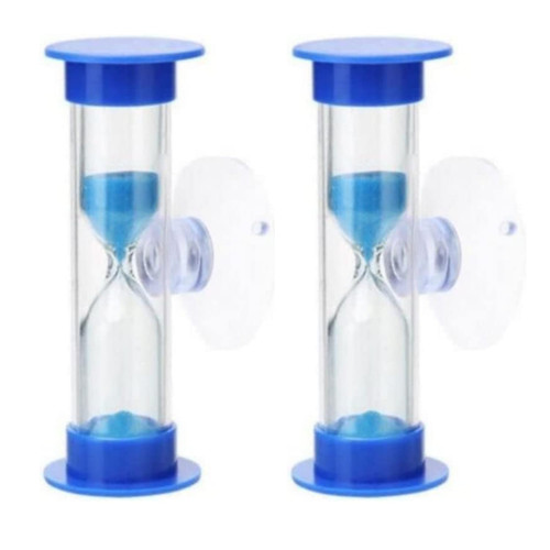 2 PCS Blue 2 Minutes Sand Timer for Kids, Blue Toothbrush Timer for Kids 2mins / 3mins Sand Clock Timer Plastic Suction Cup Hourglass Sandglass Desktop Ornament Party Favors
