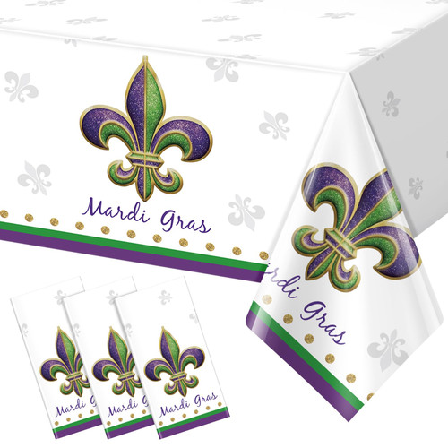 Mardi Gras Decorations,3 Pcs Mardi Gras Tablecloths Plastic Green Purple Fleur De Lis Disposable Carnival Masquerade Party Table Cover Decorations for Mardi Gras Carnival Party Decor,54 x 108 inch Mardi Gras Decorations,3 Pcs Mardi Gras Tablecloths Plastic Green Purple Fleur De Lis Disposable Carnival Masquerade Party Table Cover Decorations for Mardi Gras Carnival Party Decor,54 x 108 inch