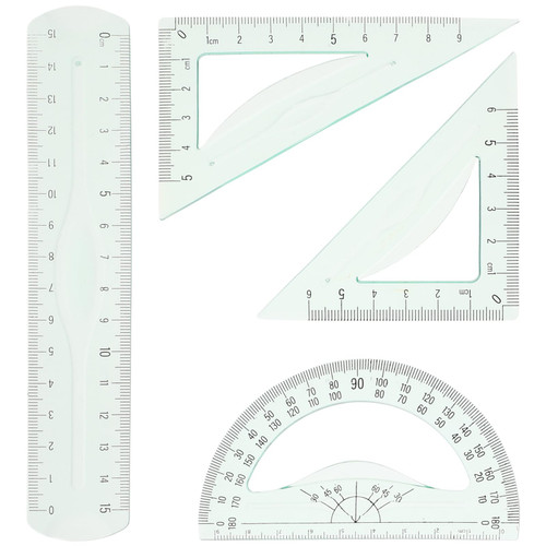 KICHOUSE 1 Set Soft Ruler Square Ruler Precise Measuring Ruler Drafting Ruler Triangle Ruler Straight Ruler Protractor for Geometry Math Geometry Tool Major Student Stationery Pp