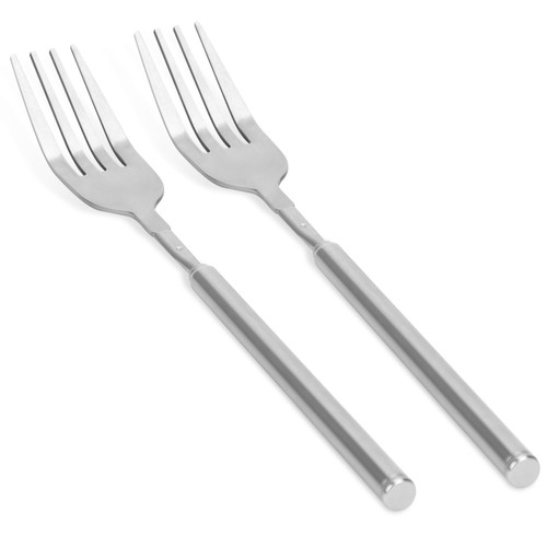2pcs Stainless Steel Extendable Fork, 8.7-25.4 Inch Telescopic Expandable Dinner Fork Retractable Long Handle Fork for Dessert Fruit BBQ Tableware Supplies
