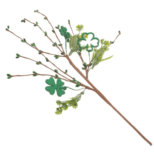 STOBAZA St. Patricks Day Branch Artificial Four Leaf Clovers Pick Lucky Shamrock Plant Stems for Irish Holiday Home Shelf Vase Filler Decor
