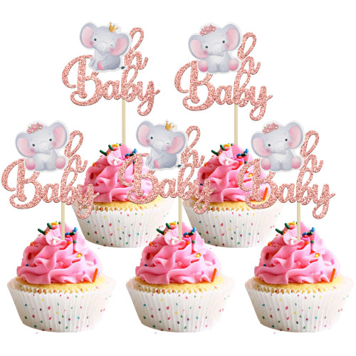 Gyufise 24Pcs Pink Elephant Oh Baby Cupcake Toppers Rose Gold Glitter It's a Girl Baby Shower Cupcake Picks for Elephant Theme Gender Reveal Baby Shower Kids Girls Birthday Party Cake Decorations Gyufise 24Pcs Pink Elephant Oh Baby Cupcake Toppers Rose Gold Glitter It's a Girl Baby Shower Cupcake Picks for Elephant Theme Gender Reveal Baby Shower Kids Girls Birthday Party Cake Decorations