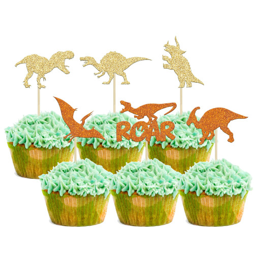24 Pack Dinosaur Cupcake Toppers Orange Glitter Roar Dinosaur Cupcake Toppers for Dinosaur Theme Baby Shower Birthday Party Cake Decorations Supplies 24 Pack Dinosaur Cupcake Toppers Orange Glitter Roar Dinosaur Cupcake Toppers for Dinosaur Theme Baby Shower Birthday Party Cake Decorations Supplies