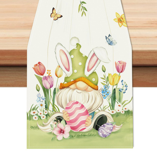Bonhause Easter Bunny Gnome Table Runner 13x72 Inch Eggs Rabbit Ears Floral Spring Seasonal Holiday Kitchen Dining Table Decoration for Indoor Outdoor Home Party Decor Bonhause Easter Bunny Gnome Table Runner 13x72 Inch Eggs Rabbit Ears Floral Spring Seasonal Holiday Kitchen Dining Table Decoration for Indoor Outdoor Home Party Decor