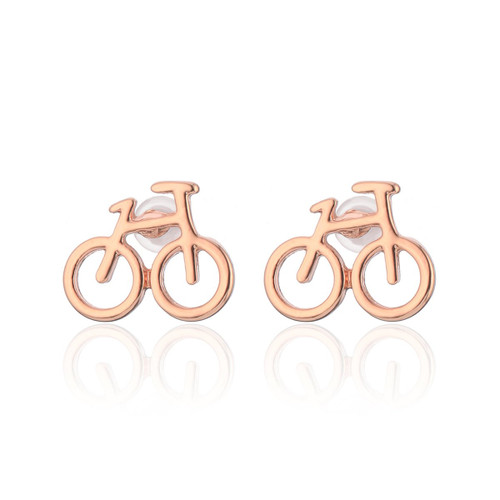 Stud Earring for Women,Bicycle Earring Stud Girl Silver Dangle Earring Small Stainless Steel Earring (Rose Gold Plated) Stud Earring for Women,Bicycle Earring Stud Girl Silver Dangle Earring Small Stainless Steel Earring (Rose Gold Plated)