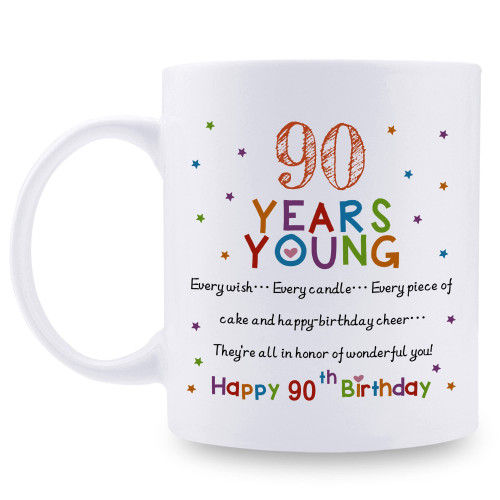 aiyaya 90th Birthday Gifts for Women Men - 90 Years Young Birthday Mug - 90th Birthday Gifts for Grandma Grandpa Mom Dad Friend Sister Brother Uncle Aunt Coworker - 11oz Coffee Mug aiyaya 90th Birthday Gifts for Women Men - 90 Years Young Birthday Mug - 90th Birthday Gifts for Grandma Grandpa Mom Dad Friend Sister Brother Uncle Aunt Coworker - 11oz Coffee Mug