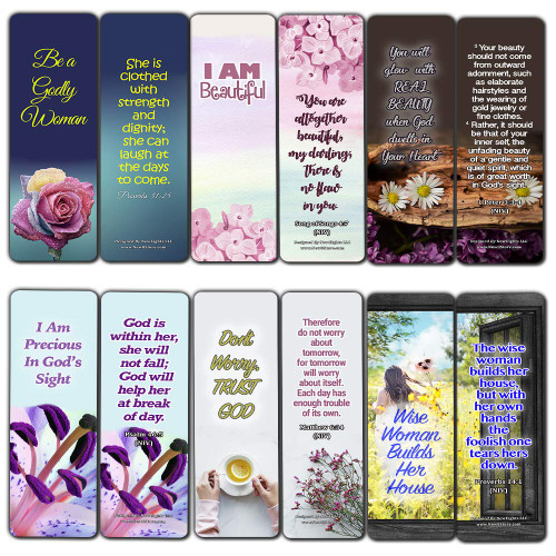 Devotional Bible Verses for Women Bookmarks (12 Pack) - Collection of Inspiring and Motivational Bible Verses and Quotes for Women